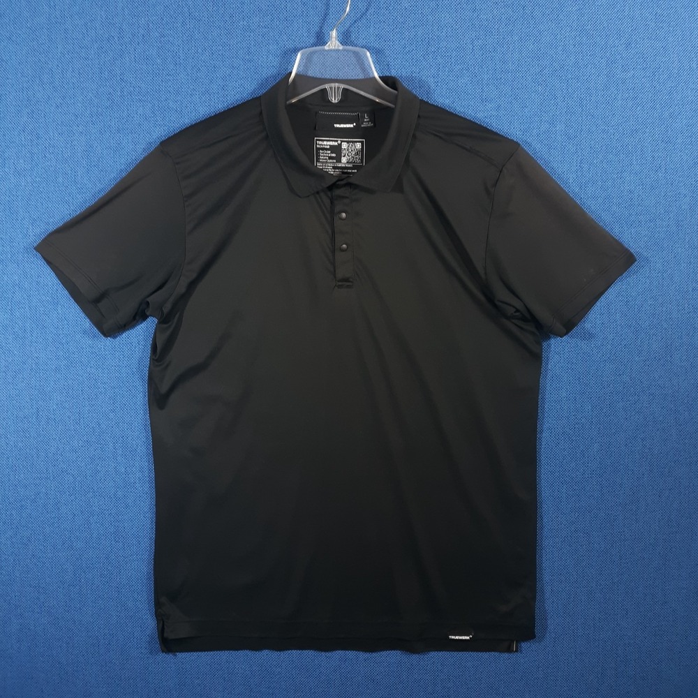 Truewerk Polo Shirt Mens Size Large Tech Performance Golf Work Black Stretch